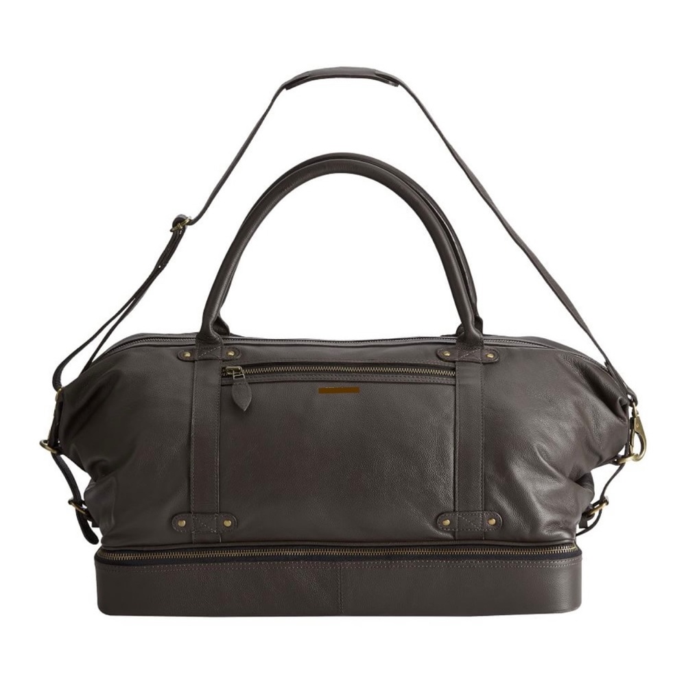 Pottery Barn Grant Leather Weekender Duffle Bag